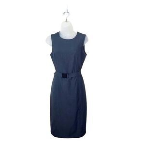 VICKY TIEL Womens Dress‎ 4 Shift Belt Gray Lined Sleeveless Knee Lined Academia